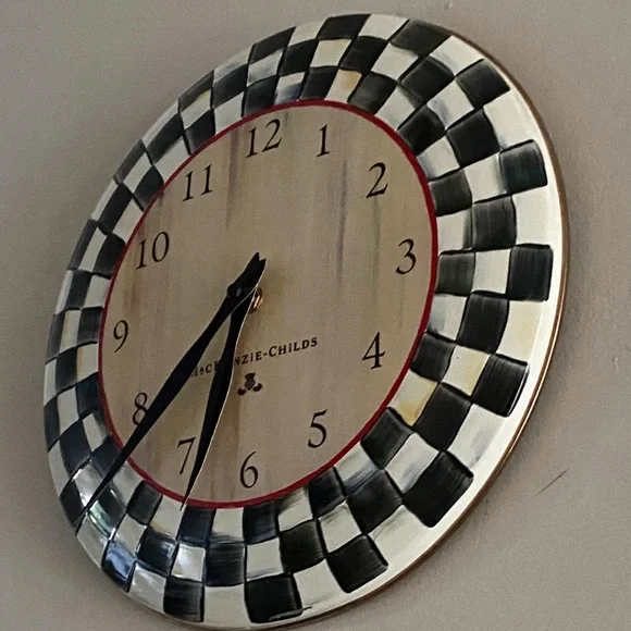 MacKenzie-Childs Black and White Wall Clock - Picture 2 of 2